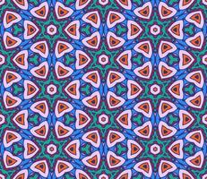 Abstract colorful doodle geometric flower seamless pattern. Floral background. Kaleidoscope mosaic, geo tile of thin line ornament. vector