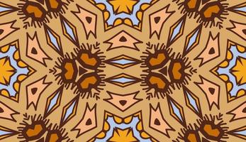 Abstract colorful doodle geometric flower seamless pattern. Floral background. Kaleidoscope mosaic, geo tile of thin line ornament. vector