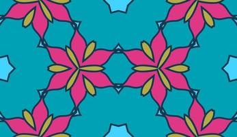Abstract colorful doodle geometric flower seamless pattern. Floral background. Kaleidoscope mosaic, geo tile of thin line ornament. vector