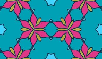 Abstract colorful doodle geometric flower seamless pattern. Floral background. Kaleidoscope mosaic, geo tile of thin line ornament. vector