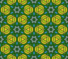Abstract colorful doodle geometric flower seamless pattern. Floral background. Kaleidoscope mosaic, geo tile of thin line ornament. vector