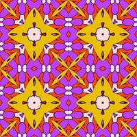 Abstract colorful doodle geometric flower seamless pattern. Floral background. Kaleidoscope mosaic, geo tile of thin line ornament. vector