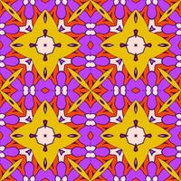 Abstract colorful doodle geometric flower seamless pattern. Floral background. Kaleidoscope mosaic, geo tile of thin line ornament. vector