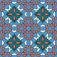 Abstract colorful doodle geometric flower seamless pattern. Floral background. Kaleidoscope mosaic, geo tile of thin line ornament. vector