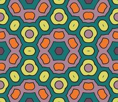 Abstract colorful doodle geometric flower seamless pattern. Floral background. Kaleidoscope mosaic, geo tile of thin line ornament. vector