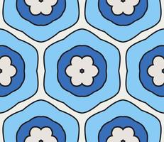 Abstract colorful doodle geometric flower seamless pattern. Floral background. Kaleidoscope mosaic, geo tile of thin line ornament. vector