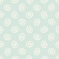 Seamless abstract background with cute round swirls on pastel green background. Infinity mint and beige polka dot geometric pattern. vector