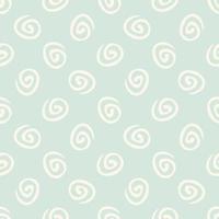 Seamless abstract background with cute round swirls on pastel green background. Infinity mint and beige polka dot geometric pattern. vector