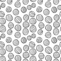 Geometrical background with striped uneven circles. Abstract round seamless pattern. Hand drawn dots pattern on white background. vector