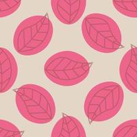 Seamless pattern with thin line leaves. Natural ornament background. vector