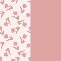 Card with seamless pattern of hand drawn flowers and empty space for your text. Leaflet with floral ornament. Doodle flower wallpaper. vector