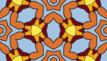 Abstract colorful doodle geometric flower seamless pattern. Floral background. Kaleidoscope mosaic, geo tile of thin line ornament. vector