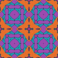 Abstract colorful doodle geometric flower seamless pattern. Floral background. Kaleidoscope mosaic, geo tile of thin line ornament. vector
