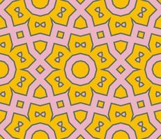 Abstract colorful doodle geometric flower seamless pattern. Floral background. Kaleidoscope mosaic, geo tile of thin line ornament. vector
