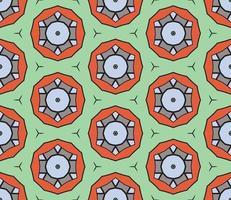 Abstract colorful doodle geometric flower seamless pattern. Floral background. Kaleidoscope mosaic, geo tile of thin line ornament. vector