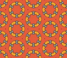 Abstract colorful doodle geometric flower seamless pattern. Floral background. Kaleidoscope mosaic, geo tile of thin line ornament. vector