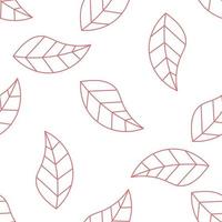 Seamless pattern with thin line leaves. Natural ornament background. vector