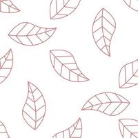 Seamless pattern with thin line leaves. Natural ornament background. vector