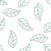 Seamless pattern with thin line leaves. Natural ornament background. vector