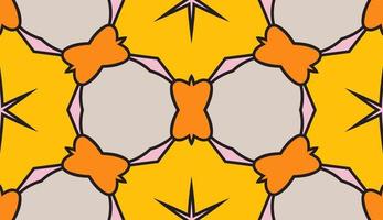 Abstract colorful doodle geometric flower seamless pattern. Floral background. Kaleidoscope mosaic, geo tile of thin line ornament. vector