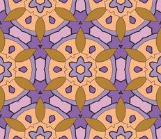 Abstract colorful doodle geometric flower seamless pattern. Floral background. Kaleidoscope mosaic, geo tile of thin line ornament. vector