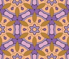 Abstract colorful doodle geometric flower seamless pattern. Floral background. Kaleidoscope mosaic, geo tile of thin line ornament. vector