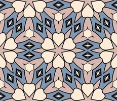 Abstract colorful doodle geometric flower seamless pattern. Floral background. Kaleidoscope mosaic, geo tile of thin line ornament. vector