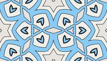 Abstract colorful doodle geometric flower seamless pattern. Floral background. Kaleidoscope mosaic, geo tile of thin line ornament. vector