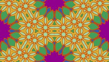 Abstract colorful doodle geometric flower seamless pattern. Floral background. Kaleidoscope mosaic, geo tile of thin line ornament. vector
