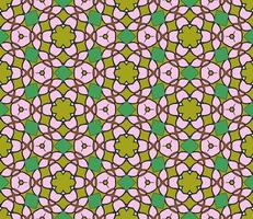 Abstract colorful doodle geometric flower seamless pattern. Floral background. Kaleidoscope mosaic, geo tile of thin line ornament. vector