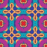 Abstract colorful doodle geometric flower seamless pattern. Floral background. Kaleidoscope mosaic, geo tile of thin line ornament. vector