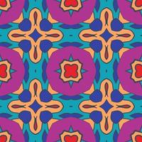 Abstract colorful doodle geometric flower seamless pattern. Floral background. Kaleidoscope mosaic, geo tile of thin line ornament. vector