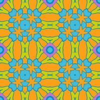 Abstract colorful doodle geometric flower seamless pattern. Floral background. Kaleidoscope mosaic, geo tile of thin line ornament. vector