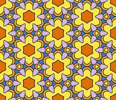 Abstract colorful doodle geometric flower seamless pattern. Floral background. Kaleidoscope mosaic, geo tile of thin line ornament. vector