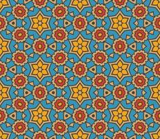 Abstract colorful doodle geometric flower seamless pattern. Floral background. Kaleidoscope mosaic, geo tile of thin line ornament. vector