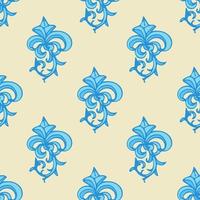 Cute damask, fleur de lis abstract seamless pattern with hand drawn decoration. vector