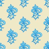 Cute damask, fleur de lis abstract seamless pattern with hand drawn decoration. vector