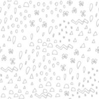 Hand drawn abstract seamless pattern with different shapes. Geometric background in Memphis style. vector