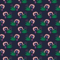Abstract Memphis style, doodle seamless pattern with plus, geo shapes, bush or floral element. Childlike style. Cut paper. vector