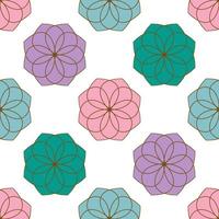 Seamless pattern with colorful geometric flowers. Floral ornament background. vector