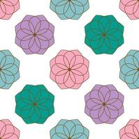 Seamless pattern with colorful geometric flowers. Floral ornament background. vector