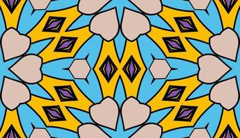 Abstract colorful doodle geometric flower seamless pattern. Floral background. Kaleidoscope mosaic, geo tile of thin line ornament. vector