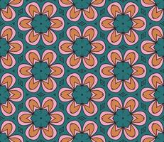 Abstract colorful doodle geometric flower seamless pattern. Floral background. Kaleidoscope mosaic, geo tile of thin line ornament. vector