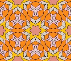 Abstract colorful doodle geometric flower seamless pattern. Floral background. Kaleidoscope mosaic, geo tile of thin line ornament. vector