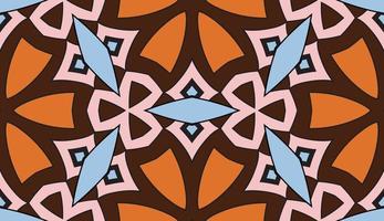Abstract colorful doodle geometric flower seamless pattern. Floral background. Kaleidoscope mosaic, geo tile of thin line ornament. vector