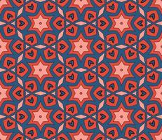 Abstract colorful doodle geometric flower seamless pattern. Floral background. Kaleidoscope mosaic, geo tile of thin line ornament. vector