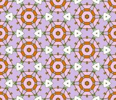 Abstract colorful doodle geometric flower seamless pattern. Floral background. Kaleidoscope mosaic, geo tile of thin line ornament. vector