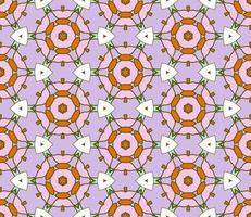 Abstract colorful doodle geometric flower seamless pattern. Floral background. Kaleidoscope mosaic, geo tile of thin line ornament. vector