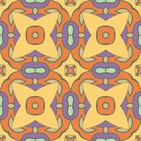 Abstract colorful doodle geometric flower seamless pattern. Floral background. Kaleidoscope mosaic, geo tile of thin line ornament. vector
