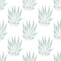 Linear succulent bush seamless pattern on white background. vector